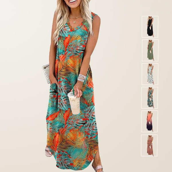 Summer Dresses Maxi Dress Vacation Beach Sundresses 2025 with Pockets